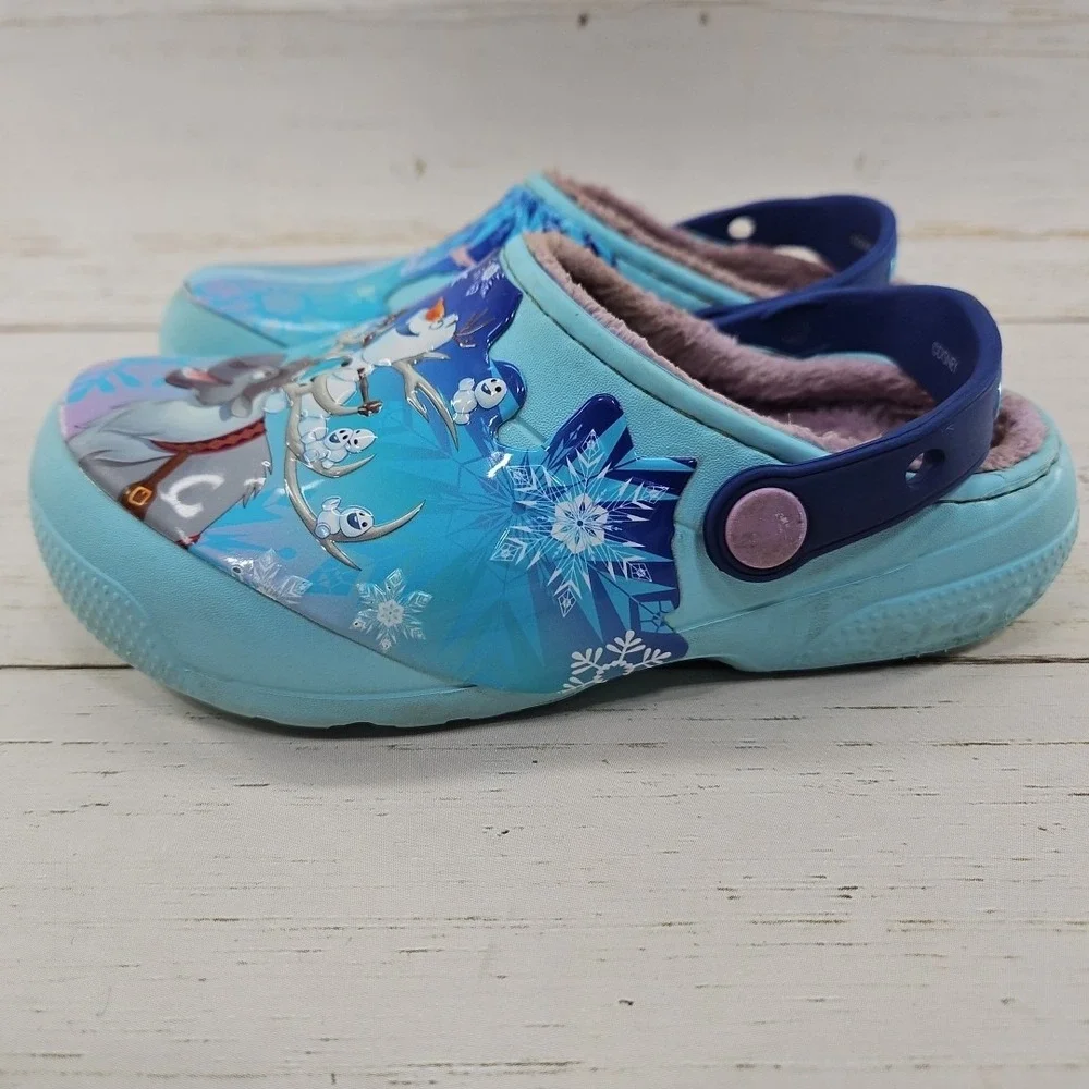 Crocs Disney‎ Frozen Movie Anna Elsa Girls C13 Fleece Lined Shoes Sandals